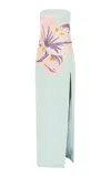 Leo Lin Clémence Embroidered Split Maxi Dress In Green