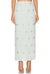 Leo Lin Clementine Embellished Maxi Skirt In Pistachio In Gray