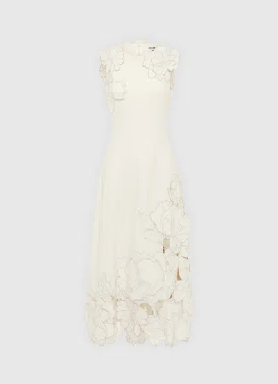 Leo Lin Cleo Appliqué Sleeveless Midi Dress - Vanilla In White