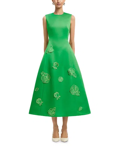 Leo Lin Cleo Applique Sleeveless Midi Dress In Green