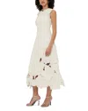 Leo Lin Cleo Sleeveless Floral Applique Midi Dress In Vanilla