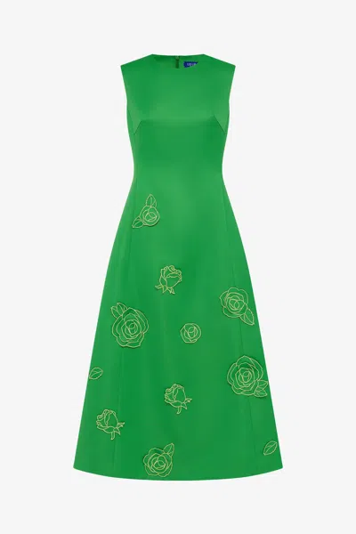 Leo Lin Cleo Appliqué Sleeveless Midi Dress - Verdant
