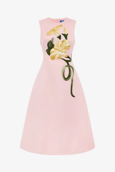 Leo Lin Cleo Appliqué Sleeveless Midi Dress - Vine Print In Pink