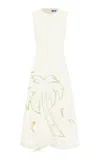 Leo Lin Cleo Appliquéd Sleeveless Midi Dress In White