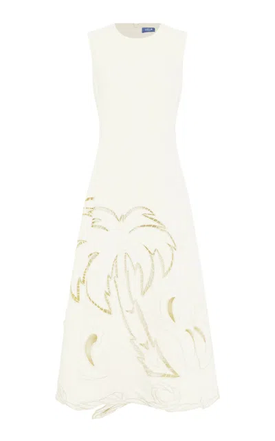Leo Lin Cleo Appliquéd Sleeveless Midi Dress