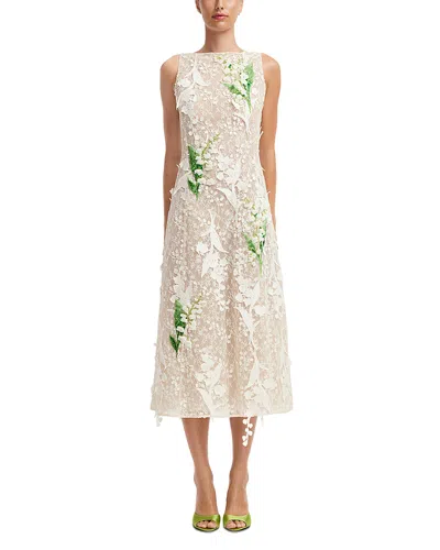 Leo Lin Cleo Embellished Lace Sleeveless Midi Dress In White