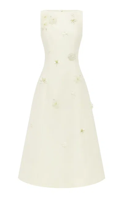 Leo Lin Cleo Embellished Sleeveless Midi Dress - Snow In White
