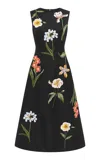 Leo Lin Cleo Embroidered Midi Dress In Black