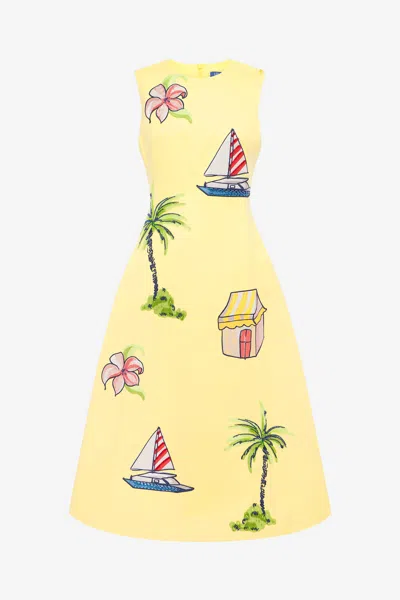 Leo Lin Cleo Embroidered Sleeveless Midi Dress - Havana Print