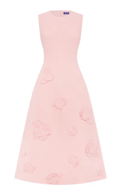 Leo Lin Cleo Floral-appliquéd Midi Dress In Pink