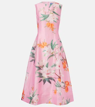 Leo Lin Cleo Floral Linen-blend Midi Dress