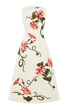 Leo Lin Cleo Flower-appliquéd Midi Dress In White