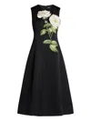 Leo Lin Cleo Flower-embellished Sleeveless Dress In Black