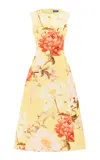 Leo Lin Cleo Printed Midi Dress In Yellow