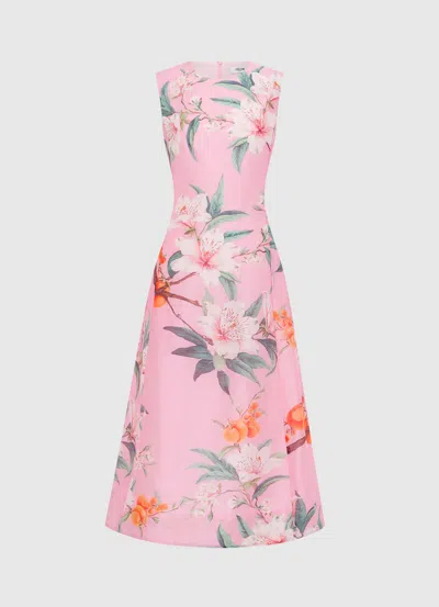 LEO LIN CLEO PRINTED SLEEVELESS MIDI DRESS - LAVISH PRINT IN PINK