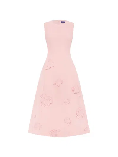 Leo Lin Cleo Rose Appliqué Midi Dress In Pink