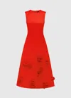 Leo Lin Cleo Floral-appliquéd Crepe Midi Dress In Red