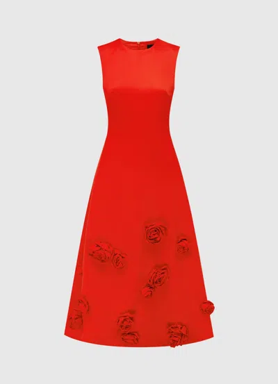 LEO LIN CLEO SLEEVELESS MIDI DRESS - SCARLET
