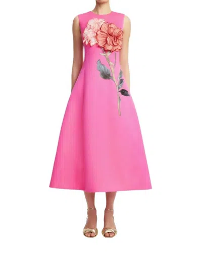 Leo Lin Cleo Sleeveless Midi Dress In Peony Applique Fuchsia In Pink