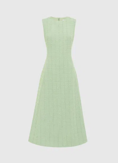 Leo Lin Cleo Tweed Midi Dress - Caledon Green