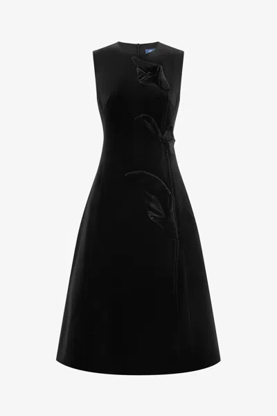 Leo Lin Cleo Velvet Sleeveless Midi Dress - Ebony