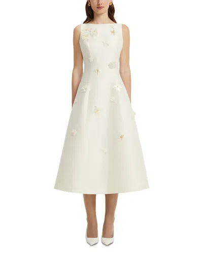 Leo Lin Cleo Wool & Silk Embellished Sleeveless Midi Dress In White