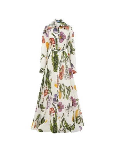 Leo Lin Collared Floral Print Dress In Multi