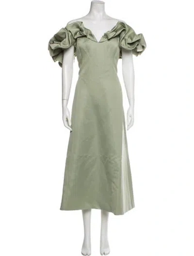 Pre-owned Leo Lin Cowl Neck Long Dress In Green