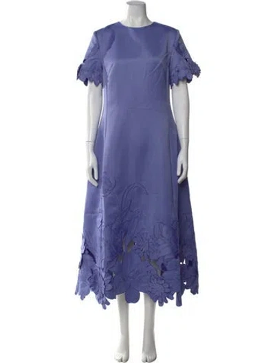 Pre-owned Leo Lin Crew Neck Long Dress In Blue
