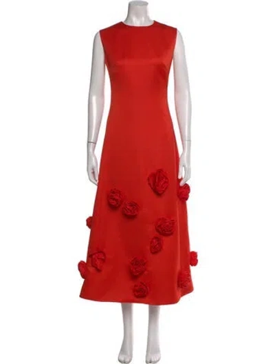 Pre-owned Leo Lin Crew Neck Long Dress In Orange