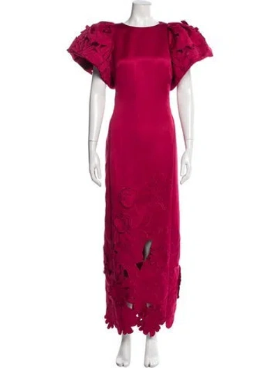Pre-owned Leo Lin Crew Neck Long Dress In Red