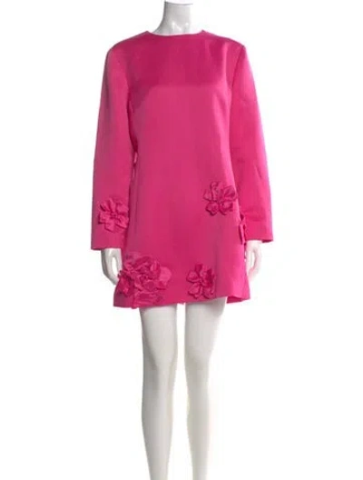Pre-owned Leo Lin Crew Neck Mini Dress In Pink