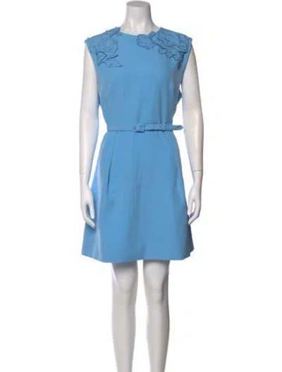 Pre-owned Leo Lin Crew Neck Mini Dress W/ Tags In Blue