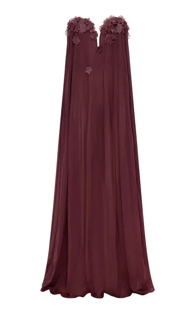 Leo Lin Dahlia Petal Gown - Mahogany In Burgundy