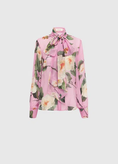 Leo Lin Dalia Chiffon Blouse - Camellia Print In Pink