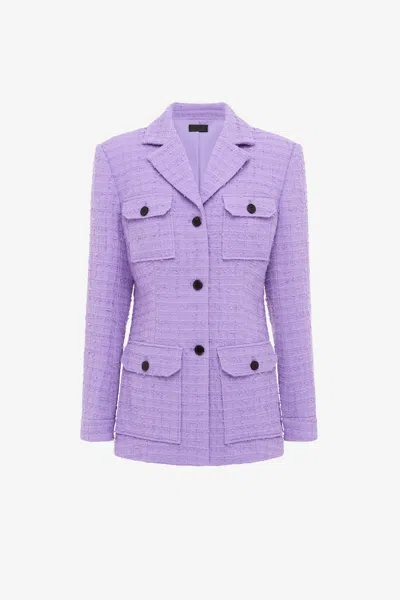 Leo Lin Edith Tweed Pocket Blazer - Violet