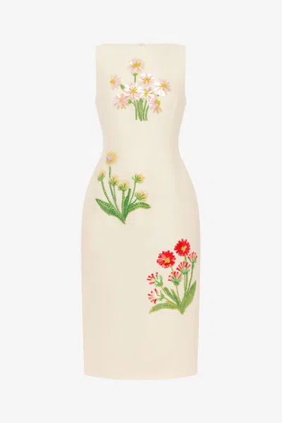 Leo Lin Eleanor Embellished Wool Midi Dress - Wildflower