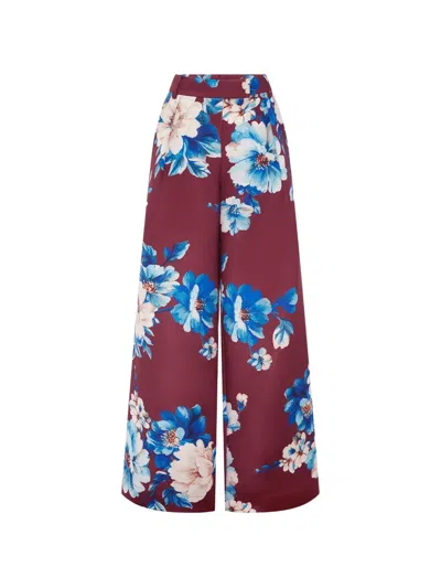 Leo Lin Elisha Floral-print Trousers In Burgundy