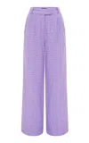Leo Lin Elisha Tweed Wide-leg Pants In Blue