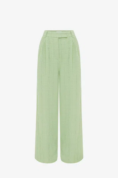 Leo Lin Elisha Tweed Wide Leg Pants - Caledon Green