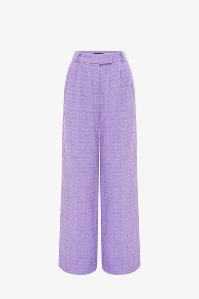 Leo Lin Elisha Tweed Wide Leg Pants - Violet In Blue