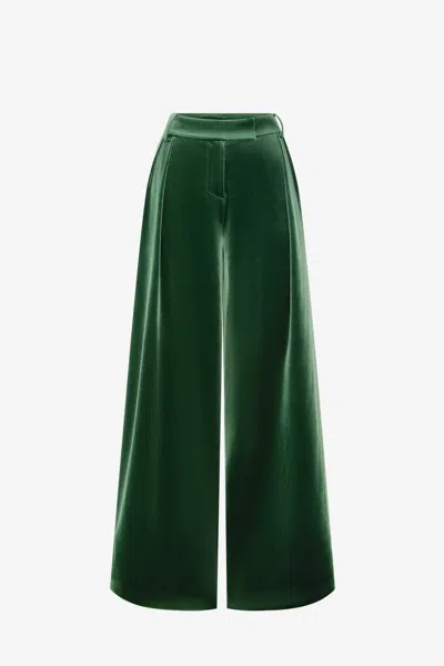 Leo Lin Elisha Velvet Wide Leg Pants - Forest
