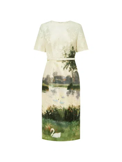 Leo Lin Elizabeth Jacquard-pattern Midi Dress In Multi