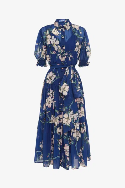 Leo Lin Ellie Bishop Sleeve Midi Dress - Midnight Magnolia Print