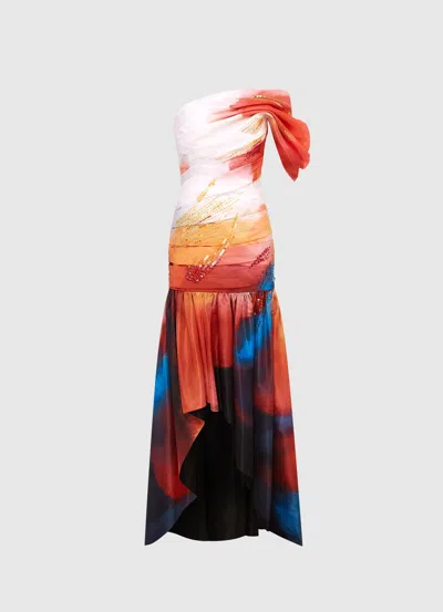 Leo Lin Elsa One Shoulder Gown - Reminiscence Print In Multi