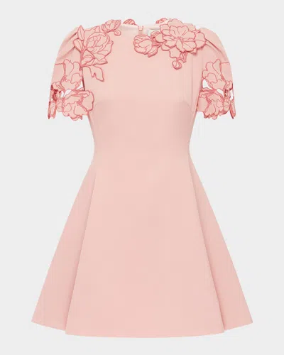 Leo Lin Elyse Applique Fit-&-flare Mini Dress In Light Rose