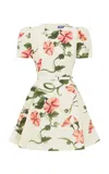 Leo Lin Elyse Printed Linen-blend Mini Dress In White