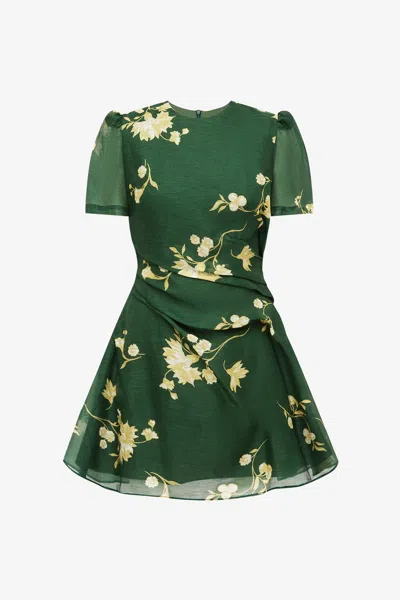 Leo Lin Elyse Short Sleeve Mini Dress - Forest Print In Green