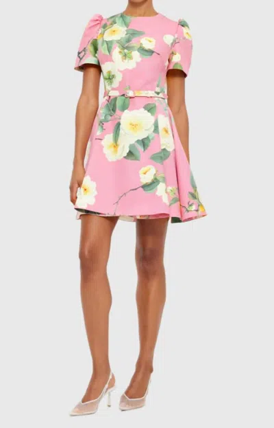Leo Lin Elyse Short Sleeve Mini Dress In Camelia Print