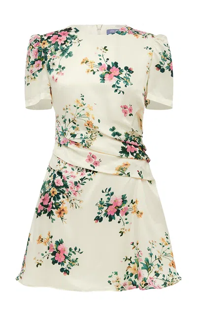 Leo Lin Elyse Short Sleeve Mini Dress - Posy Print In Snow In Multi